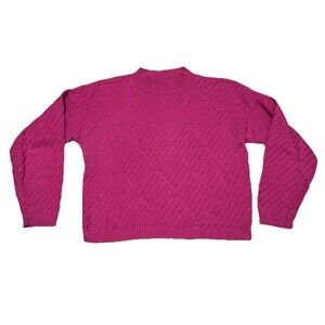 Vintage 90s Teasers Chunky Knit Sweater Mock Neck 100% Cotton USA Made Womens